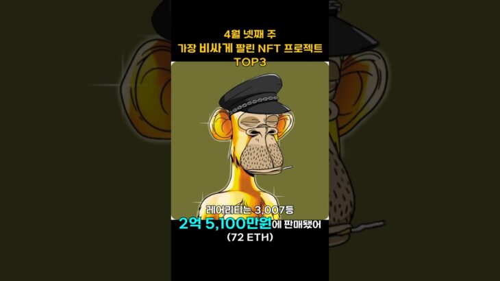 4월 넷째 주 가장 비싸게 팔린 NFT 프로젝트 TOP3 #Shorts, #쇼츠