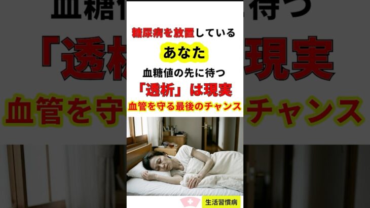 糖尿病を放置しているあなた・透析は現実　元看護師40年　#糖尿病 #血糖値 #人工透析 #合併症 #健康習慣 #生活習慣病 #予防医学 #自分を守る #YouTubeショート #公式LINE#６０歳代