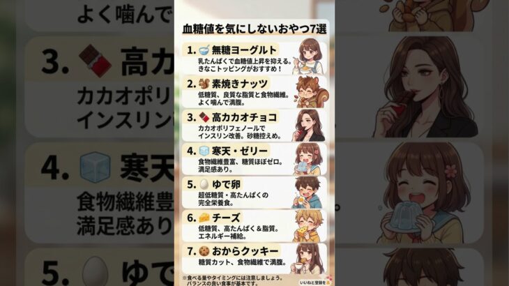 【血糖値が上がらない】食べても太らない！ダイエット・糖尿病でも安心な「最強おやつ7選」｜空腹を我慢せず健康的に痩せる秘密のリスト
