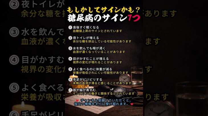 (もしかしてサインかも？)糖尿病のサイン7つ #シニア健康 #名言 #60歳代 #シニア健康 #名言 #60歳代 #恋愛 #40代ショート #占い #恋愛 #40代ショート #占い
