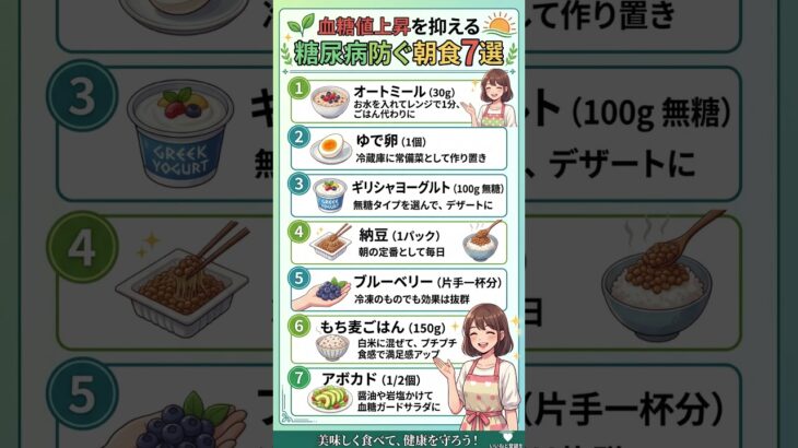 【糖尿病予防】朝食を変えるだけで血管が若返る！血糖値スパイクを防ぐ「最強の朝食7選」｜オートミールからアボカドまで、血糖値を上げない正しい食べ方
