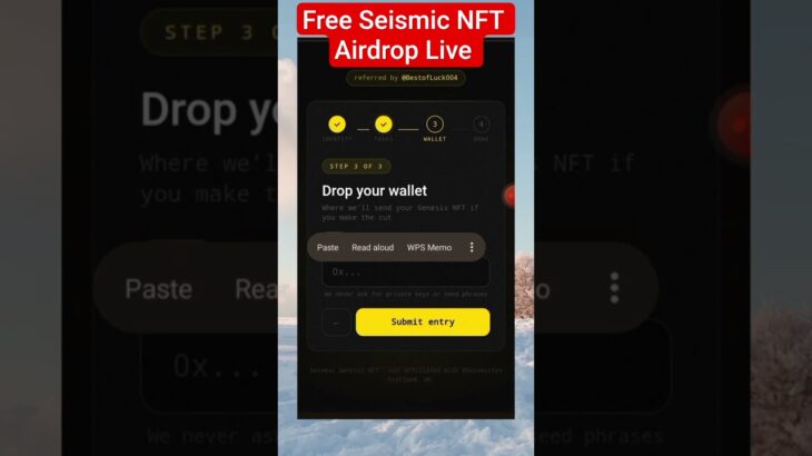How to Earn free Seismic NFT Airdrop #shorts