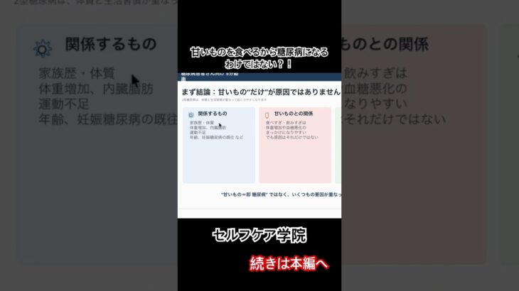 糖尿病は甘いものが原因ではない？！