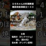 ひろちゃんの料理教室　糖尿病献立ー４０　主食、塩焼き（ホッケ４０ｇ）、お浸し（小松菜）