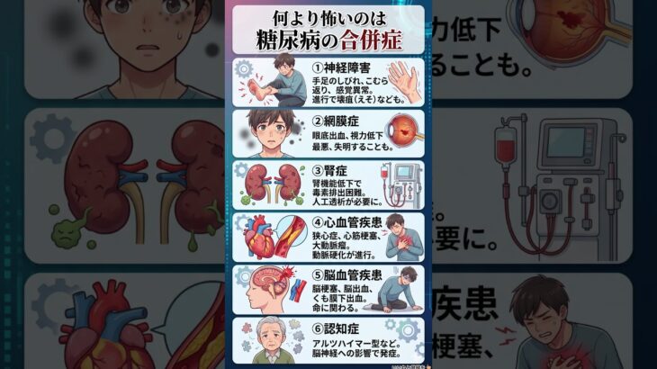 【衝撃】糖尿病より怖い「6つの合併症」の正体。失明・透析・寝たきりを防ぐために今すぐ知るべき体の警告サイン｜血管がボロボロになる前にできること