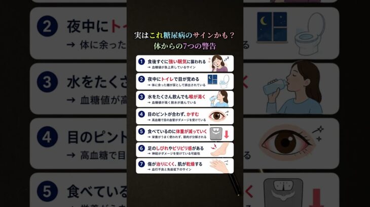実はこれ、糖尿病のサインかも？体からの7つの警告 #糖尿病予防 #血糖値 #健康豆知識