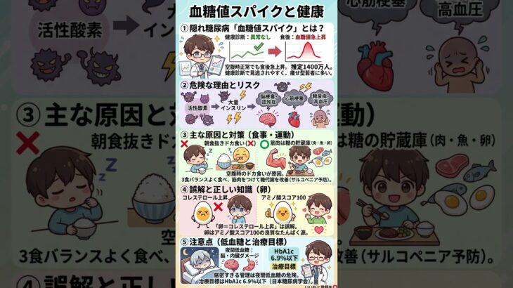 【警告】健康診断A判定でも危ない？「隠れ糖尿病」の正体｜食後の猛烈な眠気は血管がボロボロになるサイン！血糖値スパイクを防ぐ食事術と卵の真実