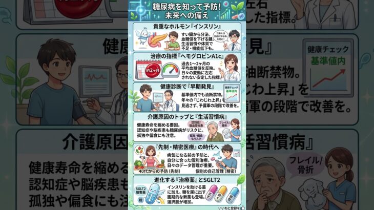 【糖尿病の真実】数値の「じわじわ上昇」は将来の介護リスク？インスリン・HbA1cの基礎からSGLT2阻害薬まで｜一生歩ける体を作るための最新予防医学ガイド