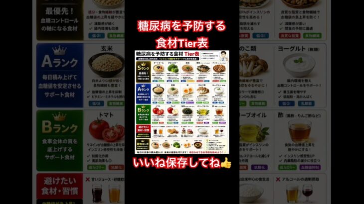 【保存版】糖尿病を予防する食材Tier表