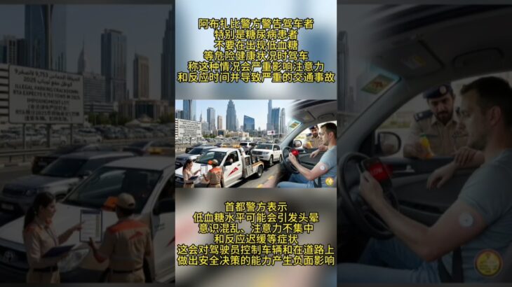 阿布扎比警方警告糖尿病患者低血糖驾驶的危险更多关于迪拜/国际 新闻小飞机@du13333 了解更多咨询#阿布扎比 #低血糖  #糖尿病