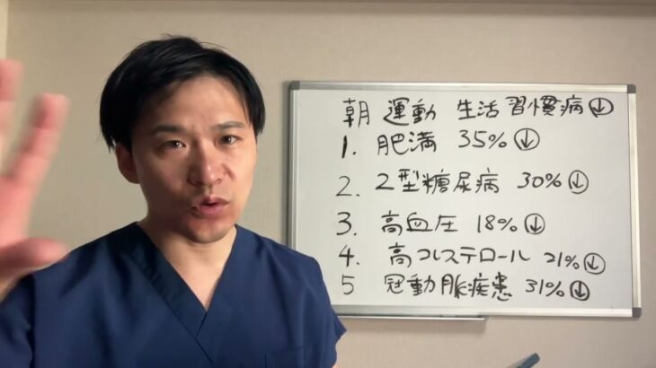朝の運動で心臓の病気,高血圧,糖尿病リスクが低下します。最新の学会発表から内科医・循環器専門医が詳しく説明します。生活習慣病を予防する方法について話します