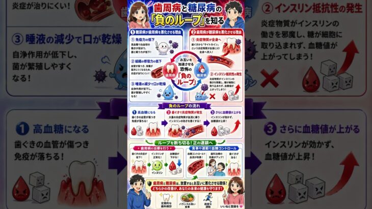 【恐怖の連鎖】歯周病と糖尿病の「負のループ」を知っていますか？歯ぐきの炎症が血糖値を上げ、高血糖が歯を抜く。知られざる合併症の正体と断ち切り方