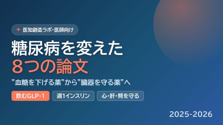 【2025-2026】糖尿病を変えた8つの論文｜血糖を下げる薬から臓器を守る薬へ【医師向け】