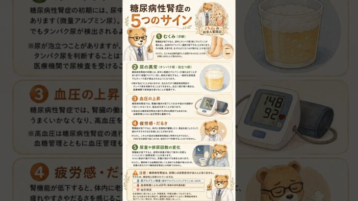 糖尿病性腎症の5つのサイン#糖尿病性腎症 #健康知識#医療#ためになる#知っておきたい#セルフチェック#5つのサイン