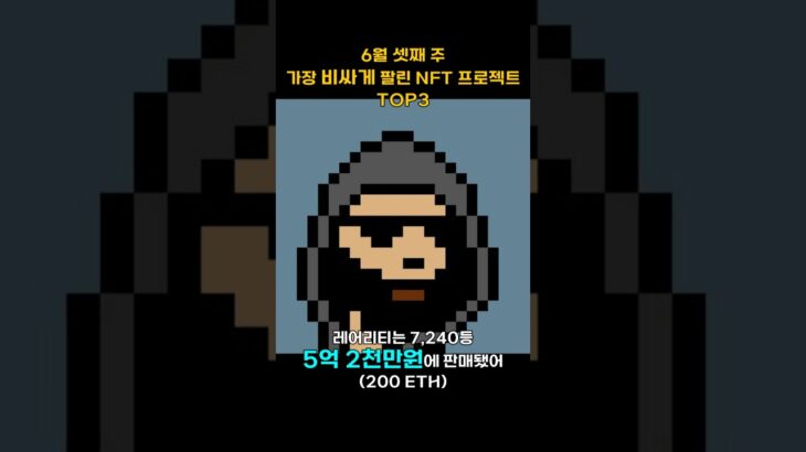 6월 셋째 주 가장 비싸게 팔린 NFT 프로젝트 TOP3 #Shorts, #쇼츠 #CRYPTOPUNKS