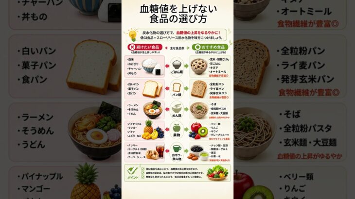 糖尿病予防のために知っておきたい食品の選び方 #血糖値#血糖値対策#糖尿病予防#健康習慣#健康情報#シニア健康#食生活#低GI食品#健康豆知識#毎日健康習慣#健康チャンネル#ショート動画