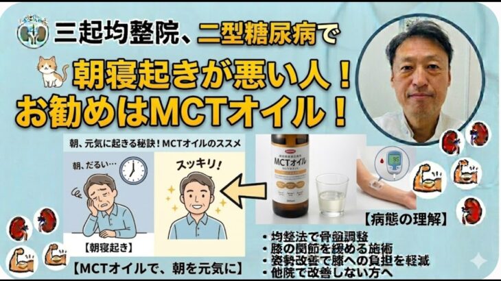 二型糖尿病で朝寝起きの悪い人いますか？MCTオイルがお勧めです 東京都杉並区久我山駅前整体院「三起均整院」
