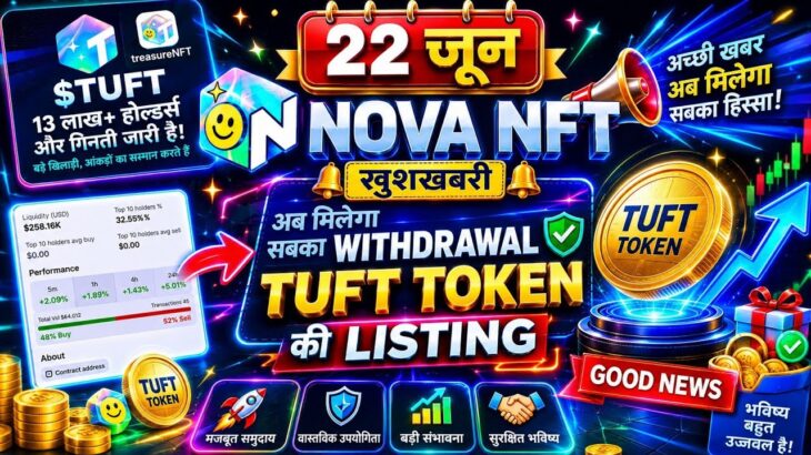 Nova Nft New Withdrawal Update | TUFT TOKAN Big update Today | Treasure Nft Latest update | Nova Nft