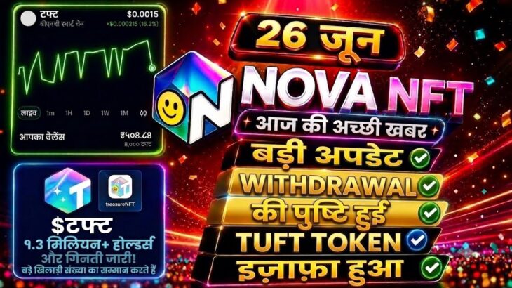 Nova Nft  Withdrawal Update | TUFT TOKAN Big update | Treasure Nft New Update | Nova Nft Today News