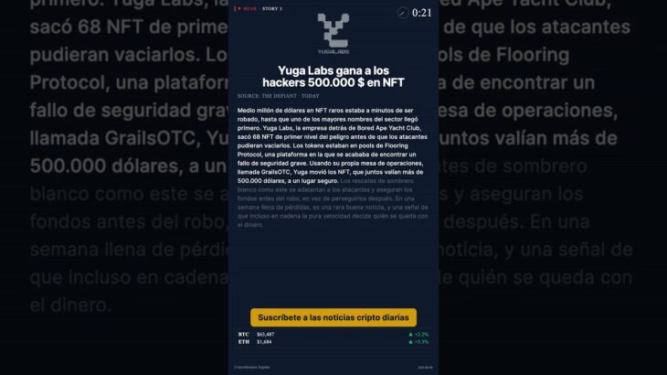 Un robo de NFT de 500.000 $ frustrado por minutos  #shorts