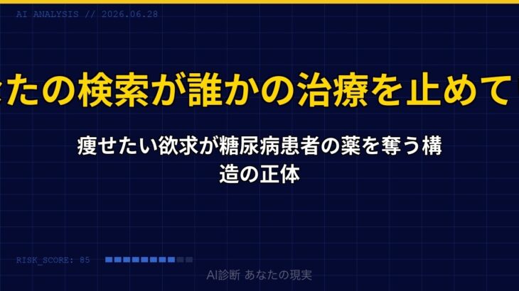 痩せたい欲求が糖尿病患者の薬を奪う構造の正体