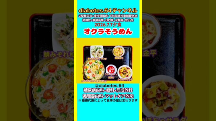 【オクラそうめん】 塩分は1日5g#2型糖尿病#CKD#LEAD#狭心症#白内障#食事療法#自炊記録#提出用画像