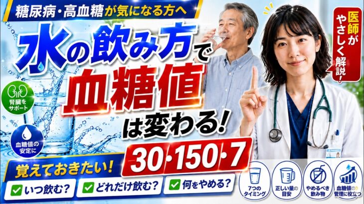 【高齢者の糖尿病対策】血糖値を守る水の飲み方「30・150・7」
