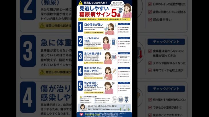 見逃しやすい病気糖尿病⚠️サイン5選 #看護師 #糖尿病
