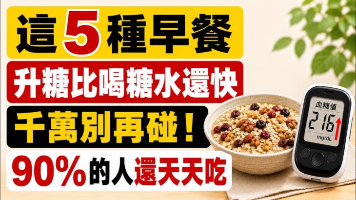 不想血糖失控得糖尿病？盡量別吃這5種僞健康早餐，升糖比喝糖水還快，90%的人還天天吃！|降血糖早餐推薦與糖尿病飲食禁忌|HI健康|升糖指數高的食物|如何控制飯後血糖|糖尿病飲食禁忌