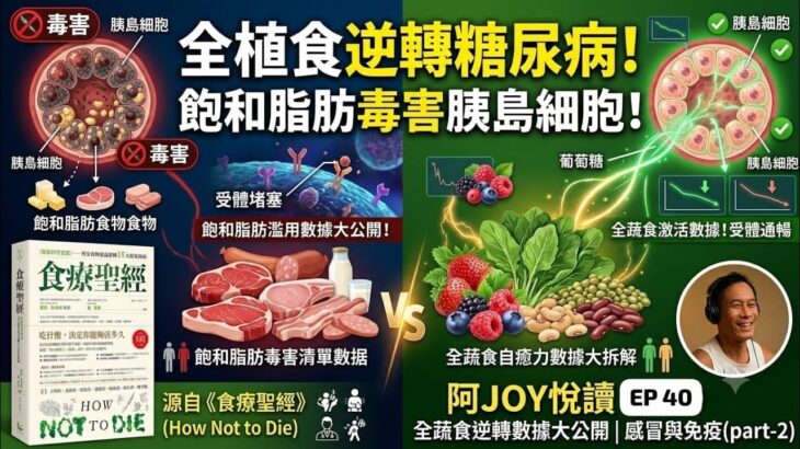 全植食逆轉糖尿病｜飽和脂肪毒害胰島細胞｜《How Not to Die》第6章（Part -2）｜阿JOY悅讀 EP40