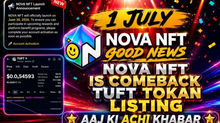 Nova Nft New Update Today | TUFT TOKAN Listing Update | Treasure Nft Withdrawal Update | Nova Nft