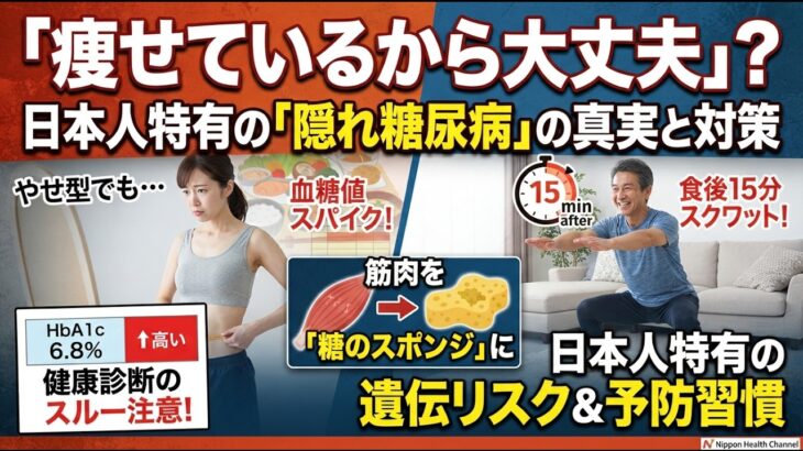 「痩せてるから大丈夫」は命取り？日本人に潜む「隠れ糖尿病」の正体と対策｜#糖尿病予備軍 #隠れ糖尿病 #血糖値 #スクワット #健康診断 #インスリン #予防医学 #筋肉スポンジ #生活習慣病