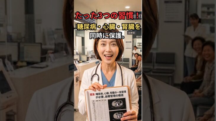 「糖尿病を放置すると10年後に透析や心臓病になります」 医師が本当に言いたいこと、3つの習慣 |たった3つの習慣で糖尿病・心臓・腎臓を同時に守ります #シニア健康 #健康情報