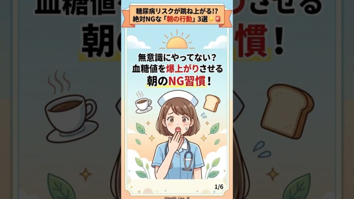 【衝撃】糖尿病リスクが跳ね上がる!? 絶対やってはいけない「朝の行動」3選☀️🚨 #健康 #血糖値 #朝の習慣