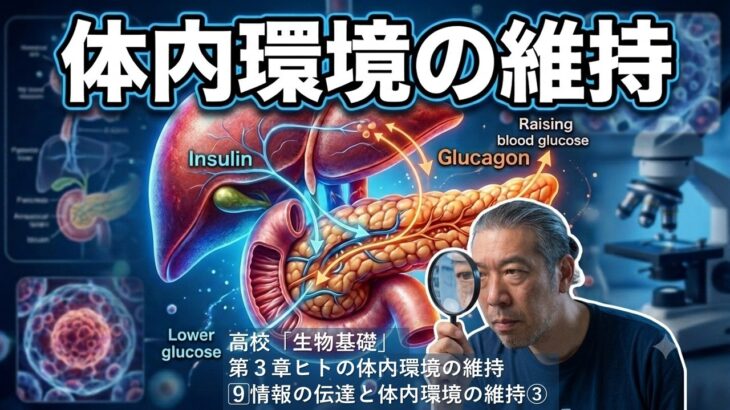 【情報の伝達と体内環境の維持③(糖尿病・血糖量の調節)】「生物基礎」 第3章 ヒトの体内環境の維持 [9]