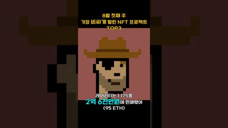 8월 첫째 주 가장 비싸게 팔린 NFT 프로젝트 TOP3 #Shorts, #쇼츠 #NFT