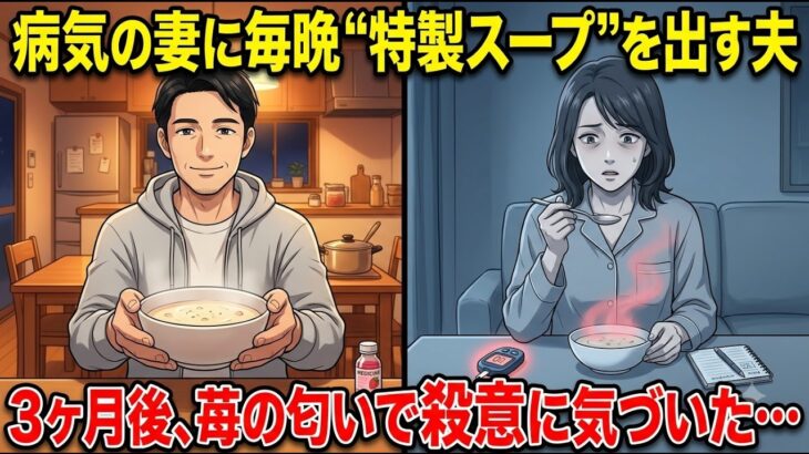 【不倫夫の本性】糖尿病の私に夫「病人の世話はもううんざりだ」毎晩“栄養スープ”を飲ませ、愛人と8000万円の生命保険を狙っていた。結婚20周年の夜、私がその一杯を愛人の前に置くと…