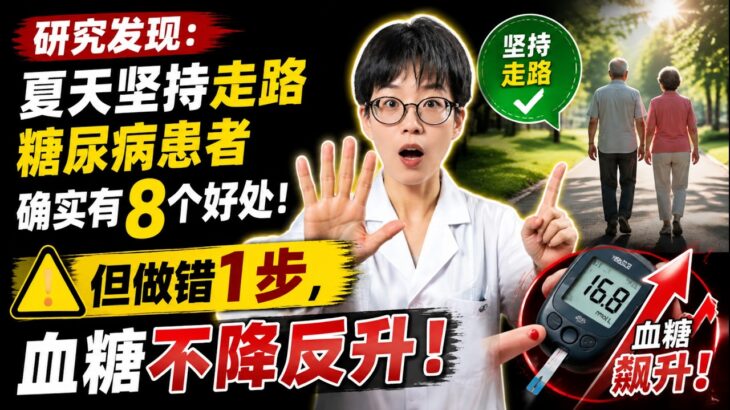 研究发现：夏天坚持走路糖尿病患者确实有8个好处，但做错这1步，血糖不降反升！【安澜谈健康】#糖尿病 #夏季运动 #走路降糖 #餐后散步 #餐后血糖 #糖化血红蛋白 #胰岛素抵抗 #低血糖