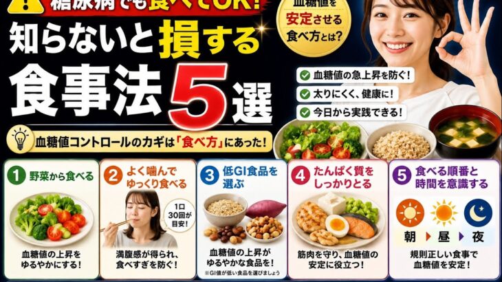 糖尿病でも食べてOK！ご飯・果物・甘い物はどうする？血糖値を安定させる食事法5選