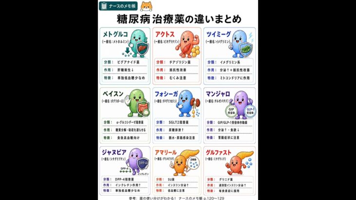 糖尿病治療薬の違いまとめ