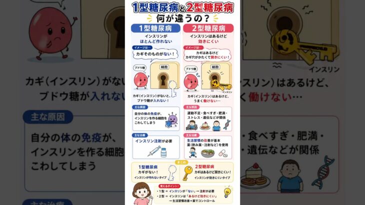 Ⅰ型糖尿病とⅡ型糖尿病の違い！
