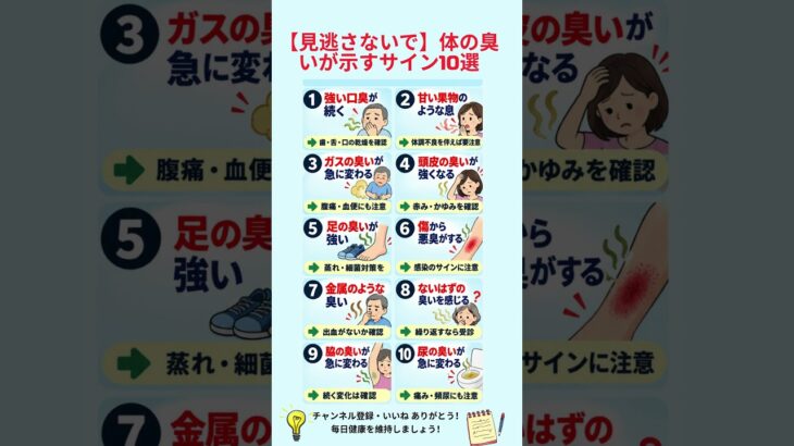 【見逃さないで】体の臭いが示すサイン10選  #体臭 #口臭 #健康サイン #糖尿病 #腎臓病 #肝臓の不調 #ホルモンバランス #消化不良 #耳の感染 #細菌 #健康情報 #ヘルスケア