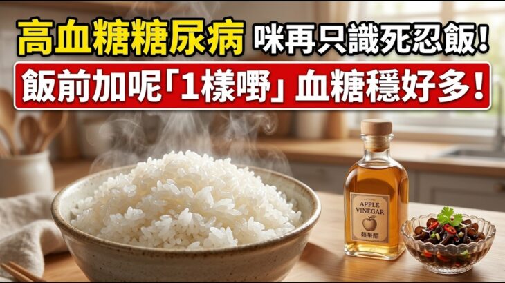 高血糖糖尿病 咪再只識死忍飯！飯前加呢「1樣嘢」血糖穩好多！1招「醋酸抑糖法」同樣食到飽！