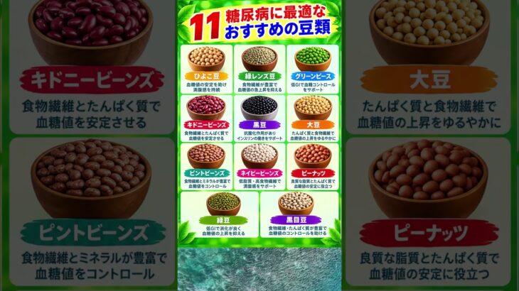 🫘 糖尿病の方におすすめの豆類11選 | 血糖値を意識した健康的な食事 🌿 #糖尿病食 #shortsfeed