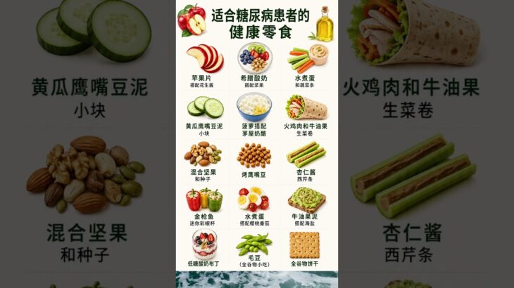 🍎 糖尿病人最推荐的12种健康零食｜健康又有助于控制血糖 🥑✨ #shorts #糖尿病食品 #健康食品