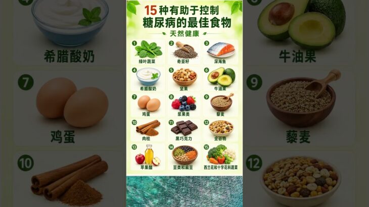 自然控制糖尿病的15种最佳食物 🍳🥦｜适合血糖管理的健康食品 #shorts #健康食品 #糖尿病