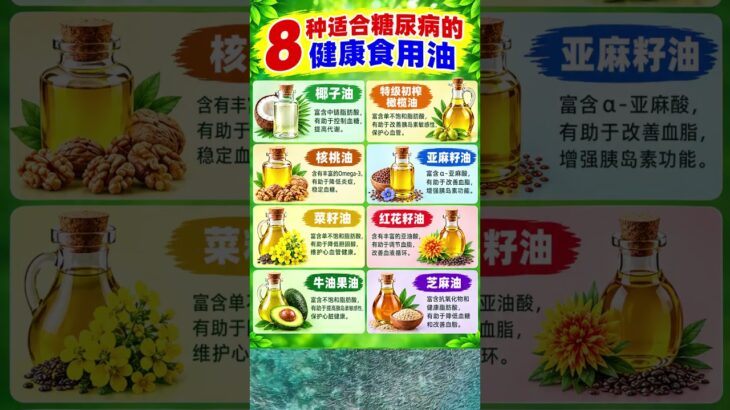 糖尿病人适合的8种健康食用油 🫒🥑 | 糖尿病饮食推荐 #糖尿病饮食 #shorts