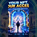 Create a futuristic VIP access concept titled “YOUR NFT. YOUR ACCESS #InterLink #ITLG #ITL.