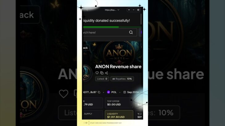 Day 42 — ANON Revenue Share NFT Liquidity Boost