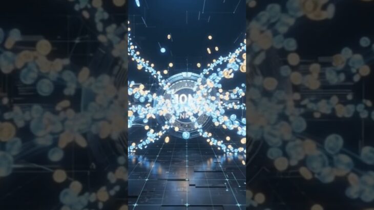 Futuristic 10M Linkers NFT releasing streams of glowing digital tokens toward #InterLink #ITLG #ITL